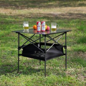 1-piece Folding Outdoor Table with Carrying Bag,Lightweight Aluminum Roll-up Square Table for indoor, Outdoor Camping, Picnics, Beach,Backyard, B (Color: as Pic)